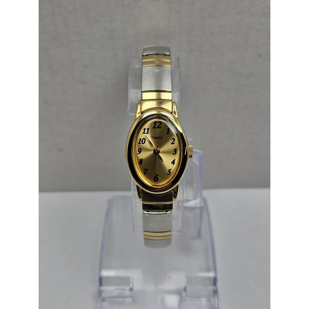 Vintage Timex Cavatina Womens Oval Gold Silver Two Tone Watch Dainty New Battery